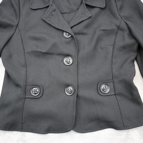 Perceptions Jacket Womens 10P Petite Black Business Casual Button Front Pea Coat - Picture 9 of 15